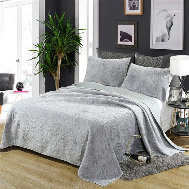 Plush Cotton Quilt Set 3PCS Damascus Embroidery Quilted Bedspread Double Bed cover sheets Pillowcase Coverlet Set King Size
Plush Cotton Quilt Set 3PCS Damascus Embroidery Quilted Bedspread Double Bed cover sheets Pillowcase Coverlet Set King Size