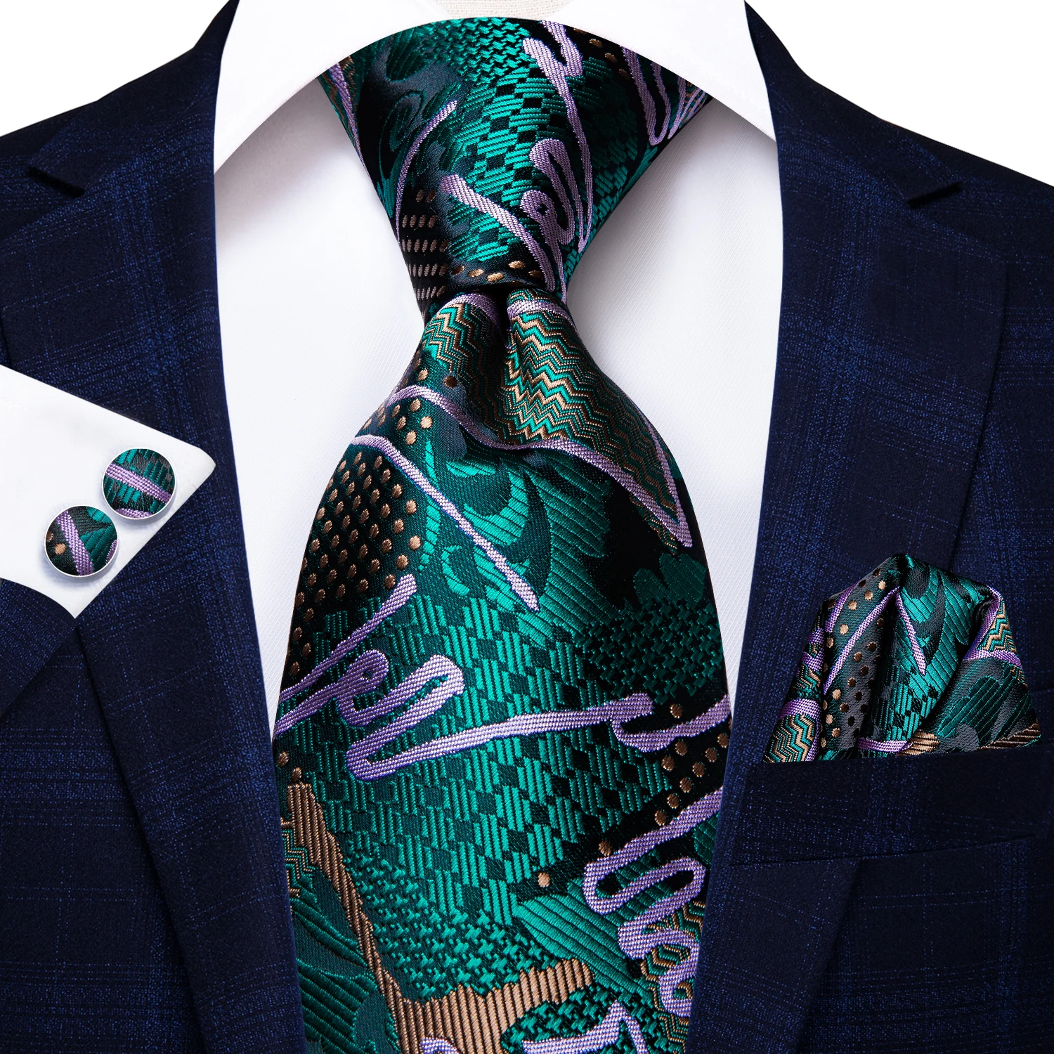 Фото Hi-Tie Green New Fashion Business Paisley 100% Silk Men's Tie NeckTie 8.5cm Ties for Men Formal Luxury Wedding Quality Gravata |
