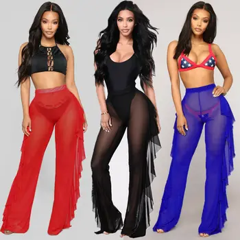 Plus Size Summer Women Sexy See through Pants Bikini Cover Up Mesh Ruffle Bottoms Loose Long Trouser Beachwear Swimwear Swimsuit
Plus Size Summer Women Sexy See through Pants Bikini Cover Up Mesh Ruffle Bottoms Loose Long Trouser Beachwear Swimwear Swimsuit