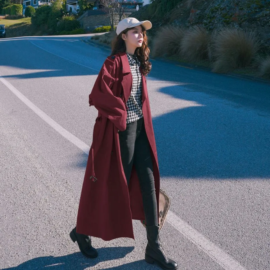 Photo Shoot 2020 Spring Clothing CHIC Elegant Long Wine Suit Collar Double Breasted Waist Hugging Lace-up Trench Coat Coat Women
Photo Shoot 2020 Spring Clothing CHIC Elegant Long Wine Suit Collar Double Breasted Waist Hugging Lace-up Trench Coat Coat Women