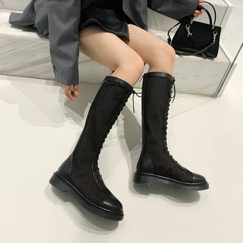 Women Knee High Boots Mesh Breathable Summer Boots Low Heels Platform White Bottom Botas Feminina Bottes Femme
Women Knee High Boots Mesh Breathable Summer Boots Low Heels Platform White Bottom Botas Feminina Bottes Femme