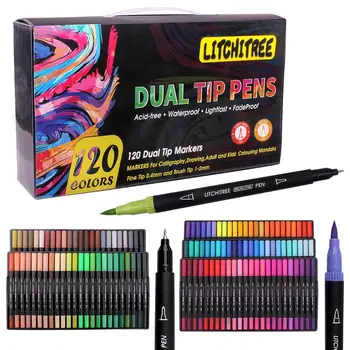 Coloring Art Markers Set, 80/120 Colors Dual Tips Fine Point Water Based Marker Fineliner Pens with Canvas Bag, for Kids Adults
Coloring Art Markers Set, 80/120 Colors Dual Tips Fine Point Water Based Marker Fineliner Pens with Canvas Bag, for Kids Adults