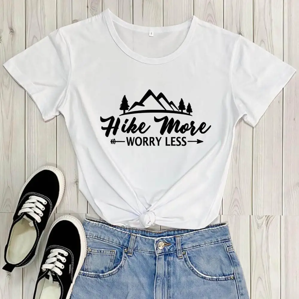 

Hike More Worry Less Hiking Shirt 2020 New Arrival Summer Casual 100%Cotton Funny T Shirt Adventure Shirt Wanderlust Shirts