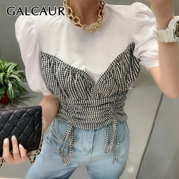 GALCAUR Korean Patchwork Woman's T-shirt O Neck Puff Sleeve Drawstring Ruched Lace Up Bowknot Oversize Shirt Female Fashion 2020
GALCAUR Korean Patchwork Woman's T-shirt O Neck Puff Sleeve Drawstring Ruched Lace Up Bowknot Oversize Shirt Female Fashion 2020