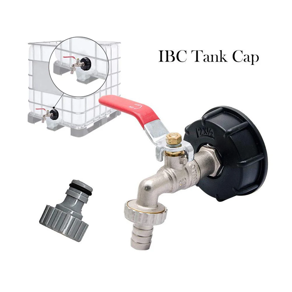 

IBC Tank Cap S60X6 To Iron Brass Tap 1/2" Replacement Valve 60mm Coarse Thread to 15mm Garden Water Connectors Drain Adapter