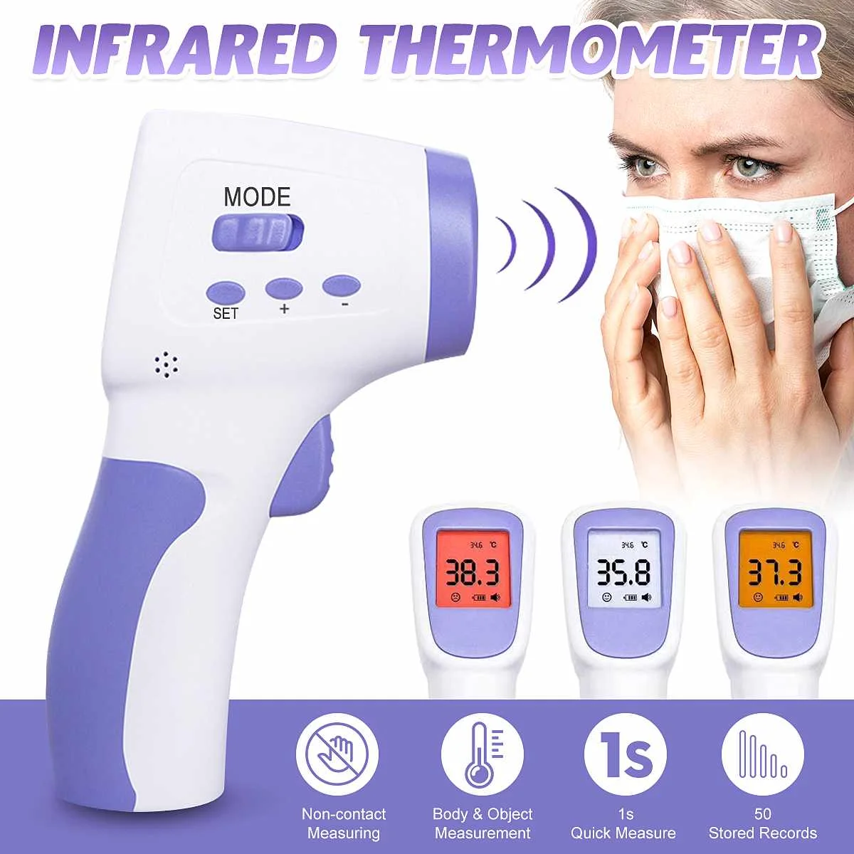 Muti-fuction Baby/Adult Digital Termomete Infrared Forehead Body Thermometer Guns Non-contact Temperature Measurement Device
Muti-fuction Baby/Adult Digital Termomete Infrared Forehead Body Thermometer Guns Non-contact Temperature Measurement Device