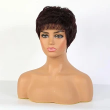 

Human Hair Blend Wig Short Straight Natural Straight Bob Pixie Cut Layered Haircut Costume Wig for women