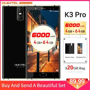 OUKITEL K3 PRO 4 Cameras 13MP+2MP Smartphone Android 9.0 5.5" Octa Core 4GB 64GB 6000mAh 9V/2A Fingerprint Face ID Mobile Phone
OUKITEL K3 PRO 4 Cameras 13MP+2MP Smartphone Android 9.0 5.5" Octa Core 4GB 64GB 6000mAh 9V/2A Fingerprint Face ID Mobile Phone