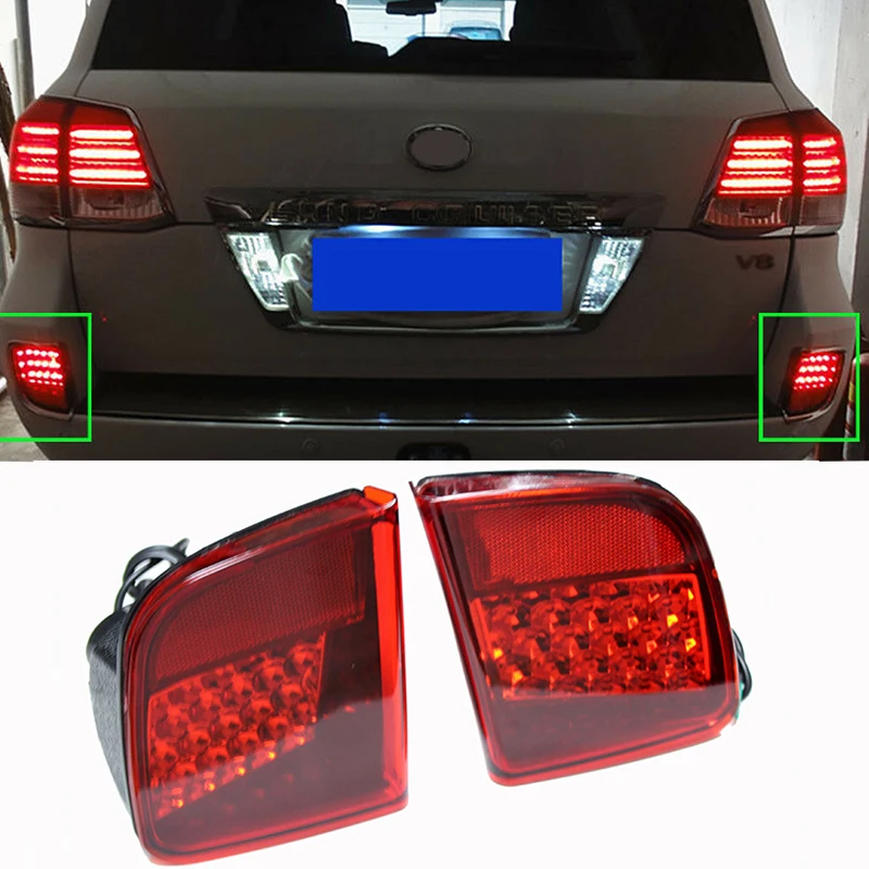 

2pcs LED Rear Bumper Reflector Tail Rear Fog Lamp Brake Warning Light For Toyota Land Cruiser 200 LC200 2008 2009 2010 - 2015