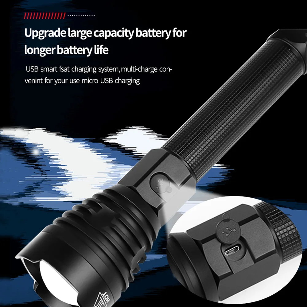 USB Rechargeable LED flashlight powerful tactical flashlight 18650 26650 torch XHP90 XHP70 Fishing hunting lamp Zaklamp
USB Rechargeable LED flashlight powerful tactical flashlight 18650 26650 torch XHP90 XHP70 Fishing hunting lamp Zaklamp