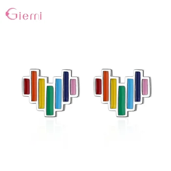Best Jewelry Accessory Small Stud Earrings For Women Girls 925 Sterling Silver Fashion Rainbow Heart Earrings For Wholesale 
Best Jewelry Accessory Small Stud Earrings For Women Girls 925 Sterling Silver Fashion Rainbow Heart Earrings For Wholesale