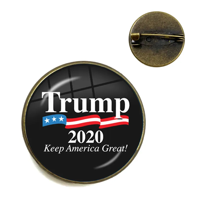 Коллекция 2020 США Трамп Броши из стекла с кабошоном Keep America Great античная бронза