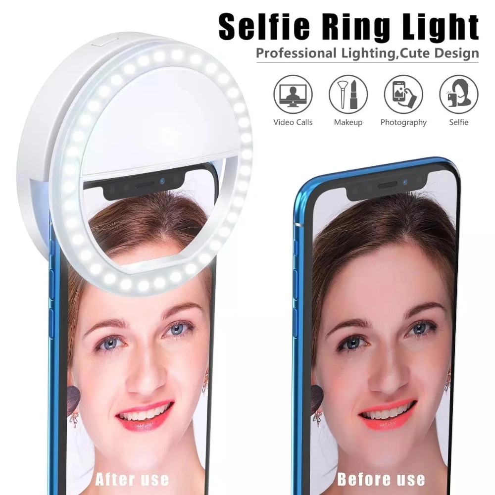 Portable LED Selfie Light for Mobie Phone Mini Circle Flash Light Clip on phone for Selfie Photography Tiktok Livestream Video
Portable LED Selfie Light for Mobie Phone Mini Circle Flash Light Clip on phone for Selfie Photography Tiktok Livestream Video