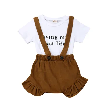 1-5Years Living my best life printed T-Shirt Tops + Suspender Ruffle Shorts 2pcs Set For Toddler Kids Baby Girls Summer Clothes
1-5Years Living my best life printed T-Shirt Tops + Suspender Ruffle Shorts 2pcs Set For Toddler Kids Baby Girls Summer Clothes