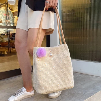 Women Handbag Summer Beach Bag Rattan Woven Handmade Knitted Straw Large Capacity Flower Totes Women Shoulder Bag Bohemia
Women Handbag Summer Beach Bag Rattan Woven Handmade Knitted Straw Large Capacity Flower Totes Women Shoulder Bag Bohemia