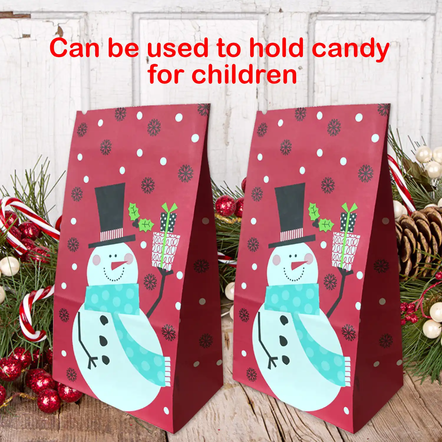 behogar 50pcs christmas kraft paper goodie gift bags with 60pcs