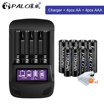 PALO 1.2V AA rechargeable battery aa+AAA rechargeable battery 1.2v aaa Ni-MH battery+smart charger AA AAA battery charger
PALO 1.2V AA rechargeable battery aa+AAA rechargeable battery 1.2v aaa Ni-MH battery+smart charger AA AAA battery charger