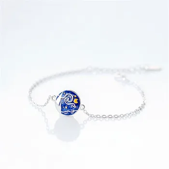 New Fashion Creative Van Gogh Starry Women Beautiful 925 Sterling Silver Jewelry Temperament Epoxy Blue Bracelets SB207
New Fashion Creative Van Gogh Starry Women Beautiful 925 Sterling Silver Jewelry Temperament Epoxy Blue Bracelets SB207