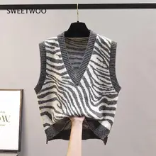 Woman Jacket Vest Autumn and Winter Zebra Pattern Loose V-neck Knitted Women's Sweater Vest Chaleco Mujer
Woman Jacket Vest Autumn and Winter Zebra Pattern Loose V-neck Knitted Women's Sweater Vest Chaleco Mujer