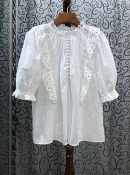 2020 Spring and Summer New Women's Crew Neck Water Soluble Embroidery Hollow mu er bian Stitching Solid Wild Top 412
2020 Spring and Summer New Women's Crew Neck Water Soluble Embroidery Hollow mu er bian Stitching Solid Wild Top 412