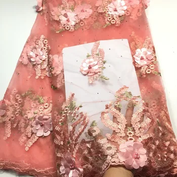 Nigerian 3D Lace Fabrics 2020 High Quality Lace Latest African Lace Fabric With Beads For Wedding French Lace Fabric M2990 Coral 
Nigerian 3D Lace Fabrics 2020 High Quality Lace Latest African Lace Fabric With Beads For Wedding French Lace Fabric M2990 Coral