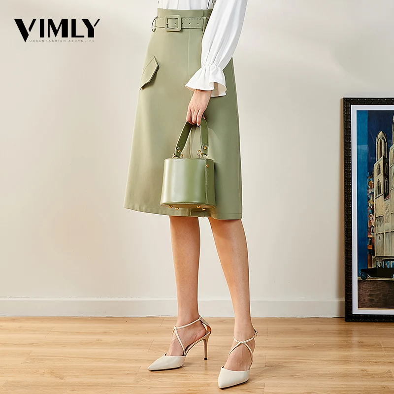 Vimly High Waist Knee Length Skirts For Women Green Casual Chic A Line Skirt Offce Ladies Elegant Solid Color Skirt Wear
Vimly High Waist Knee Length Skirts For Women Green Casual Chic A Line Skirt Offce Ladies Elegant Solid Color Skirt Wear