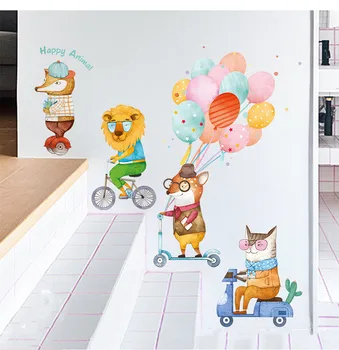 1PC Large Cartoon Animals Wall Decor Happy Lion Fox Riding Wall Stickers Colorful Balloon For Kids Room Home Decor Funny 60*90cm 
1PC Large Cartoon Animals Wall Decor Happy Lion Fox Riding Wall Stickers Colorful Balloon For Kids Room Home Decor Funny 60*90cm
