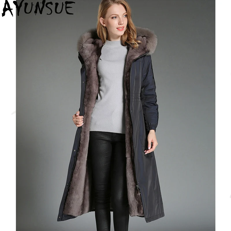 AYUNSUE Natural Rabbit Fur Liner Luxury Parka Real Fur Coat Winter Jacket Women Fox Fur Collar Korean Long Trench Coats MY3753
AYUNSUE Natural Rabbit Fur Liner Luxury Parka Real Fur Coat Winter Jacket Women Fox Fur Collar Korean Long Trench Coats MY3753