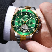AILANG Brand Automatic Winding Mechanical Tourbillon Men Mechanical Wristwatches Waterproof Fashion Luminous Green Watch for Men
AILANG Brand Automatic Winding Mechanical Tourbillon Men Mechanical Wristwatches Waterproof Fashion Luminous Green Watch for Men