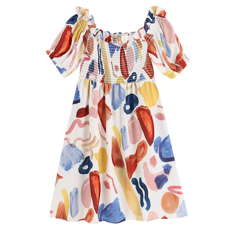 Women Retro Printing Mini Summer Dress Elastic Chest Bar Short Sleeve Women's Fashions Fancy A Line Dresses FFZYQ469
Women Retro Printing Mini Summer Dress Elastic Chest Bar Short Sleeve Women's Fashions Fancy A Line Dresses FFZYQ469