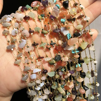 1 Meter Handmade Gold Wire Wrapped Rosary Chain Stone Beads Chains for Necklaces Bracelets Anklet Making DIY Jewelry Findings
1 Meter Handmade Gold Wire Wrapped Rosary Chain Stone Beads Chains for Necklaces Bracelets Anklet Making DIY Jewelry Findings