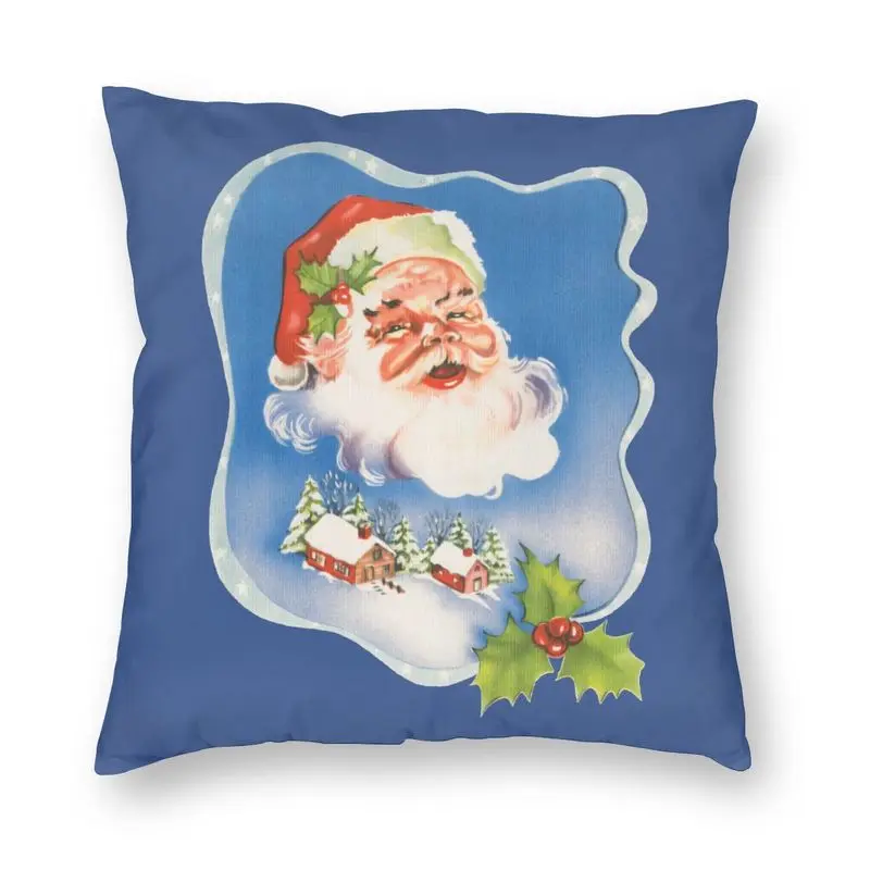 

Christmas Retro Santa Claus Pillow Case Decorative Jolly Santa Happy Holidays Nordic Sofa Cushion Cover Soft Pillowcase