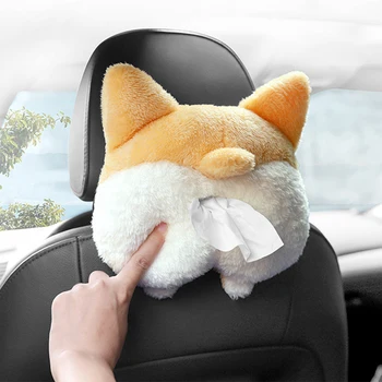 Handkerchief Box Creative Car Tissue Box Sun Visor Napkin Holder 3d Cartoon Tissue Holder Short Plush