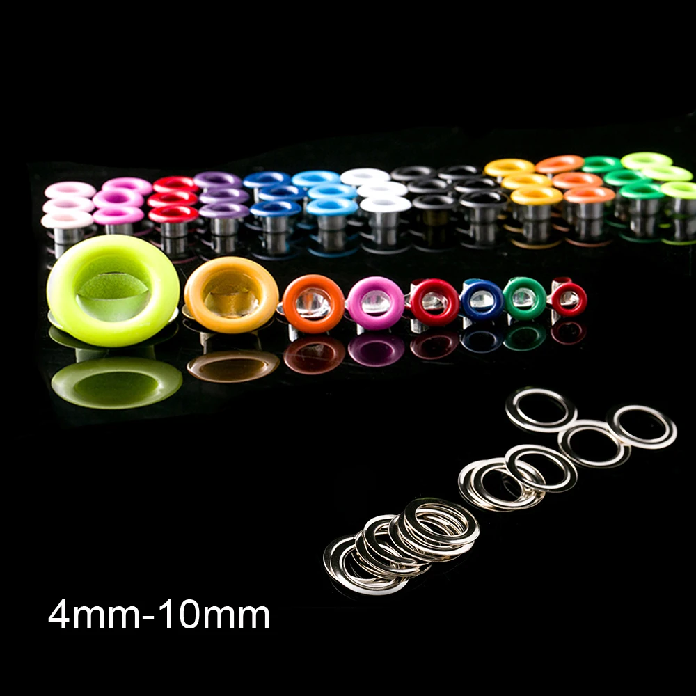 100pcs Coloured Metal Eyelet 4/4.5/5/6mm with Washer Leather Craft Grommet Banner Repair DIY Shoes Belt Cap Bag Tags Clothing
100pcs Coloured Metal Eyelet 4/4.5/5/6mm with Washer Leather Craft Grommet Banner Repair DIY Shoes Belt Cap Bag Tags Clothing