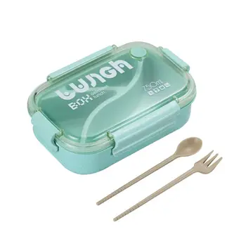750ml Lunch Box Bento Food Container Wheat Straw Microwave Microwave Spoon Fork Q1FD
750ml Lunch Box Bento Food Container Wheat Straw Microwave Microwave Spoon Fork Q1FD