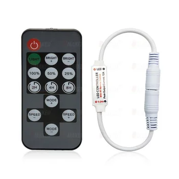Timing Adjustable LED Dimmer Controller Timer Function LED Dimmer with 14Key RF Remote Mini Single Color LED Strip 5-24V 12A
Timing Adjustable LED Dimmer Controller Timer Function LED Dimmer with 14Key RF Remote Mini Single Color LED Strip 5-24V 12A