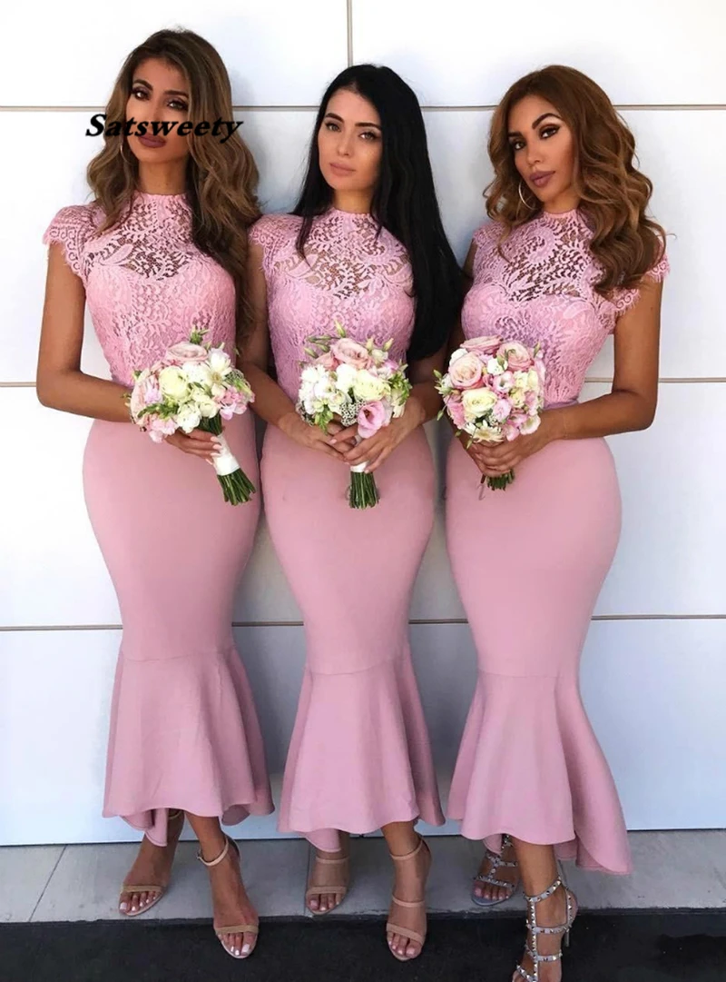Sexy Bridesmaid Dresses Vestido De Festa De Casamento Pink Tea Length Cap Sleeve Mermaid Satin Bridesmaid Dresses
Sexy Bridesmaid Dresses Vestido De Festa De Casamento Pink Tea Length Cap Sleeve Mermaid Satin Bridesmaid Dresses