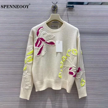SPENNEOOY Designer Custom Runway Autumn Ladies High-End Cashmere Knitting Pullovers Ladies LOng SLeeve Embroidery Casual Sweater
SPENNEOOY Designer Custom Runway Autumn Ladies High-End Cashmere Knitting Pullovers Ladies LOng SLeeve Embroidery Casual Sweater