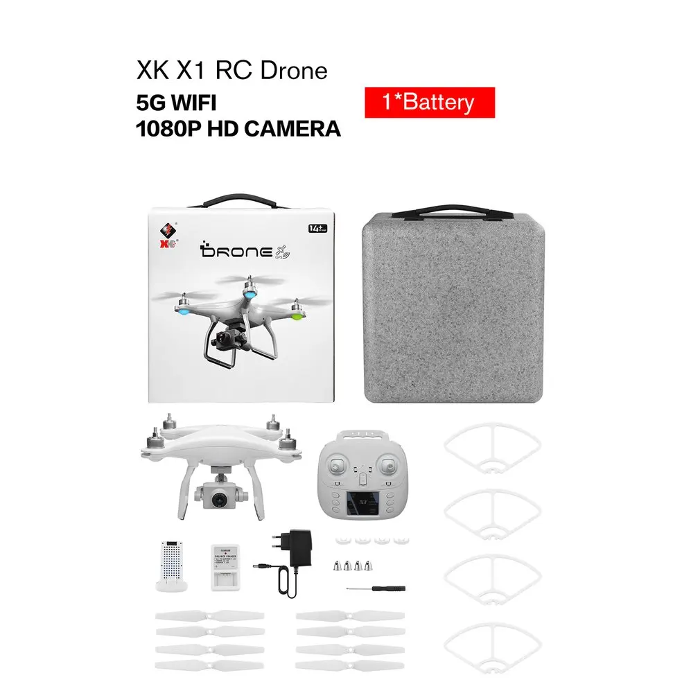 XK X1 RC Drone 5G WIFI 1080P HD Camera Remote Control Aircraft Headless Mode Helicopter Drones with 2200mAh Lipo-Battery
XK X1 RC Drone 5G WIFI 1080P HD Camera Remote Control Aircraft Headless Mode Helicopter Drones with 2200mAh Lipo-Battery