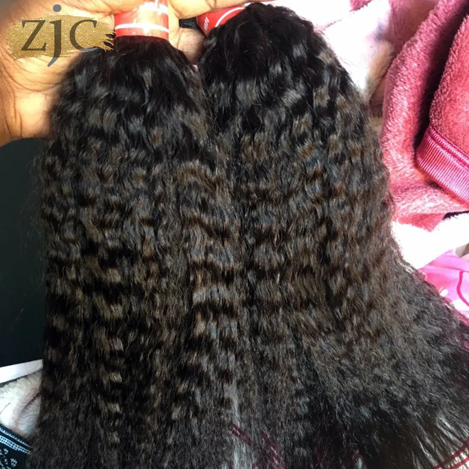 

Wholesale 1 piece Kinky Straight Hair Human Hair Bundles Remy Hair Coarse Yaki Extension Brazilian Hair Weave Bundle Can Be Dyed