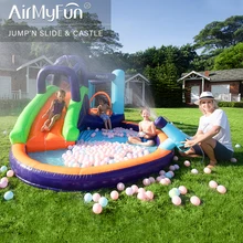 

AirMyFun Inflatable Bounce House, Water Spray for Summer Time, Jumping Castle with Slide, Playhouse Concludes Air Blower