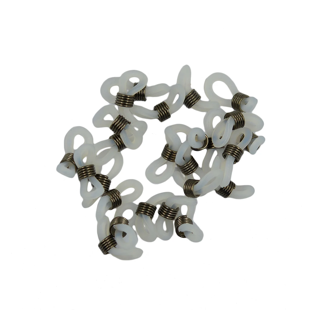 25pcs Silver Metal Coil Chain Eyeglass Cream Rubber End Loop Strap Holder 25pcs Silver Metal Coil Chain Eyeglass Cream Rubber End Loop Strap Holder