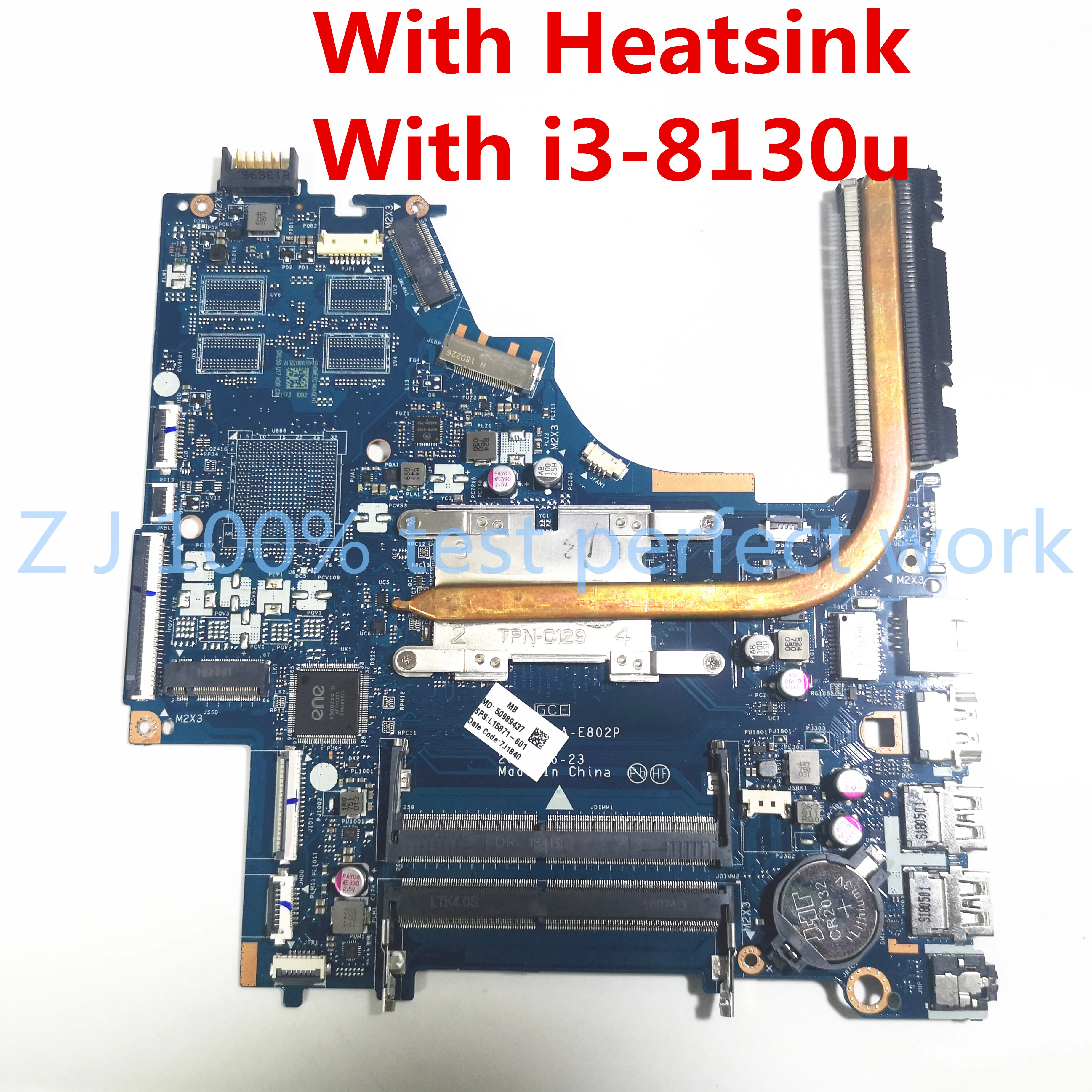 Материнская плата для ноутбука HP 15-BS Series модель DKL50 LA-E802P ЦПУ I3-8130U DDR4 MB 100%