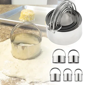 5 Pcs Round Cookie Cutters Stainless Steel with Handle Cake Mould Fondant Baking Dough Biscuit Cutters DIY Baking Dough Tools SD
5 Pcs Round Cookie Cutters Stainless Steel with Handle Cake Mould Fondant Baking Dough Biscuit Cutters DIY Baking Dough Tools SD