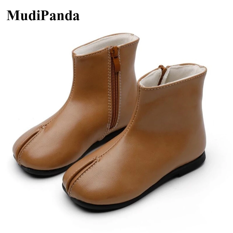 

MudiPanda Children's Leather Boots 2020 Autumn New Fashion Solid Color Boys and Girls Winter Short Boots Children's Shoes