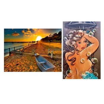 2 Set Diamond Painting Full Round Diamond Cross Stitch Wall Decoration - Fat Woman & Sunset Wooden Boat Beach 
2 Set Diamond Painting Full Round Diamond Cross Stitch Wall Decoration - Fat Woman & Sunset Wooden Boat Beach