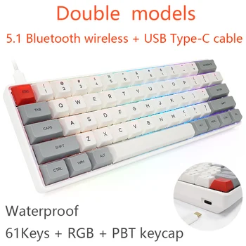 Mini Mechanical Keyboard 61Key Bluetooth 5.1 Wireless Wired Double Models PBT Keycaps RBG Luminous Backlit Linear Waterproof D30
Mini Mechanical Keyboard 61Key Bluetooth 5.1 Wireless Wired Double Models PBT Keycaps RBG Luminous Backlit Linear Waterproof D30