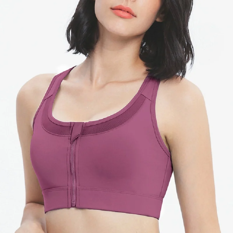 

2022 Women's underwear bras High Support Push Up Zip Front Yoga Top Racerback Sports crop top sports Bra Workout Running