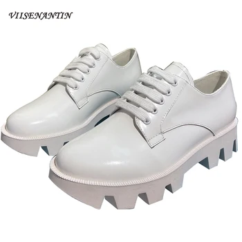 Genuine Cow Leather Platform Brand Black Loafers Flat Platform Jagged Sole Lace-up Oxfords White Designer chunky Shoes for Girls
Genuine Cow Leather Platform Brand Black Loafers Flat Platform Jagged Sole Lace-up Oxfords White Designer chunky Shoes for Girls