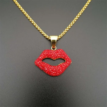 Rock Gothic Red Color Rhinestone Lips Pendant Necklaces Collar Punk Style Stainless Steel Chain Necklace For Women Jewelry 2020
Rock Gothic Red Color Rhinestone Lips Pendant Necklaces Collar Punk Style Stainless Steel Chain Necklace For Women Jewelry 2020